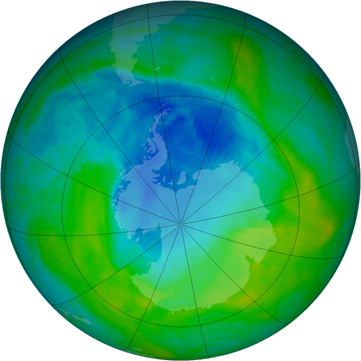 Antarctic ozone map for 09 December 1990